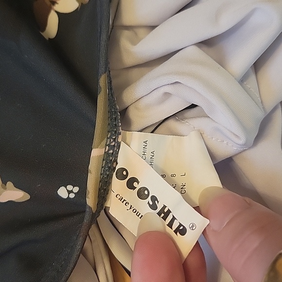 🍍5 for $20• COCOSHIP • Black & White Striped Backless High Waisted Bathing Suit - Picture 5 of 7